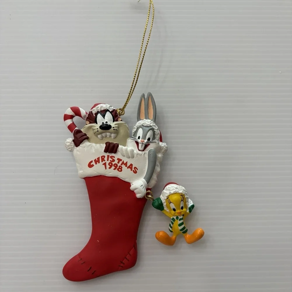 Vintage Looney Tunes Christmas Ornament Stocking Taz Bugs Bunny Tweety